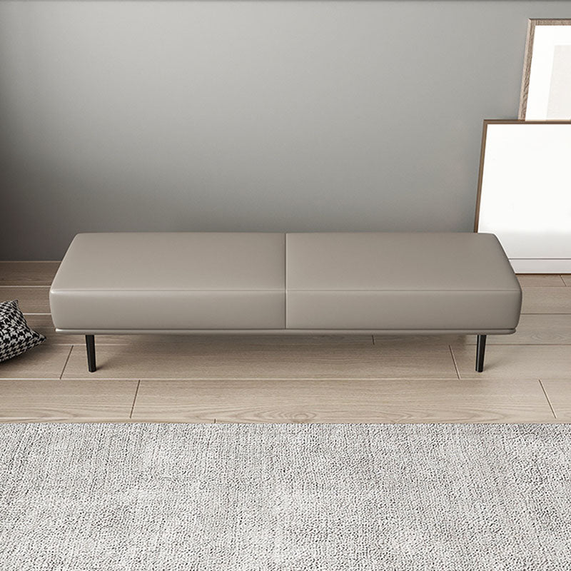 15.6-inch W Bedroom Bench Modern Seating Bench with Upholstered 47"L x 16"W x 16"H Khaki Genuine Leather Clearhalo 'Benches' 'Chairs & Seating' 'furn' 'furn_benches' 'Furniture' 'Living Room Furniture' 6880625