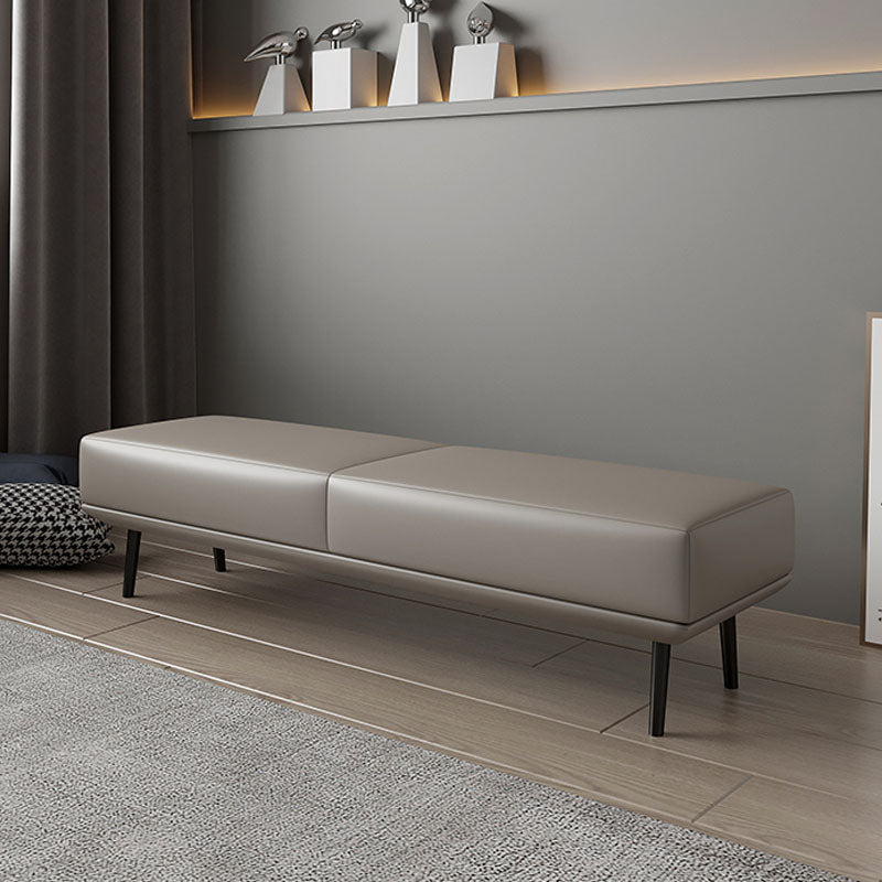 15.6-inch W Bedroom Bench Modern Seating Bench with Upholstered 59"L x 16"W x 16"H Khaki Genuine Leather Clearhalo 'Benches' 'Chairs & Seating' 'furn' 'furn_benches' 'Furniture' 'Living Room Furniture' 6880629