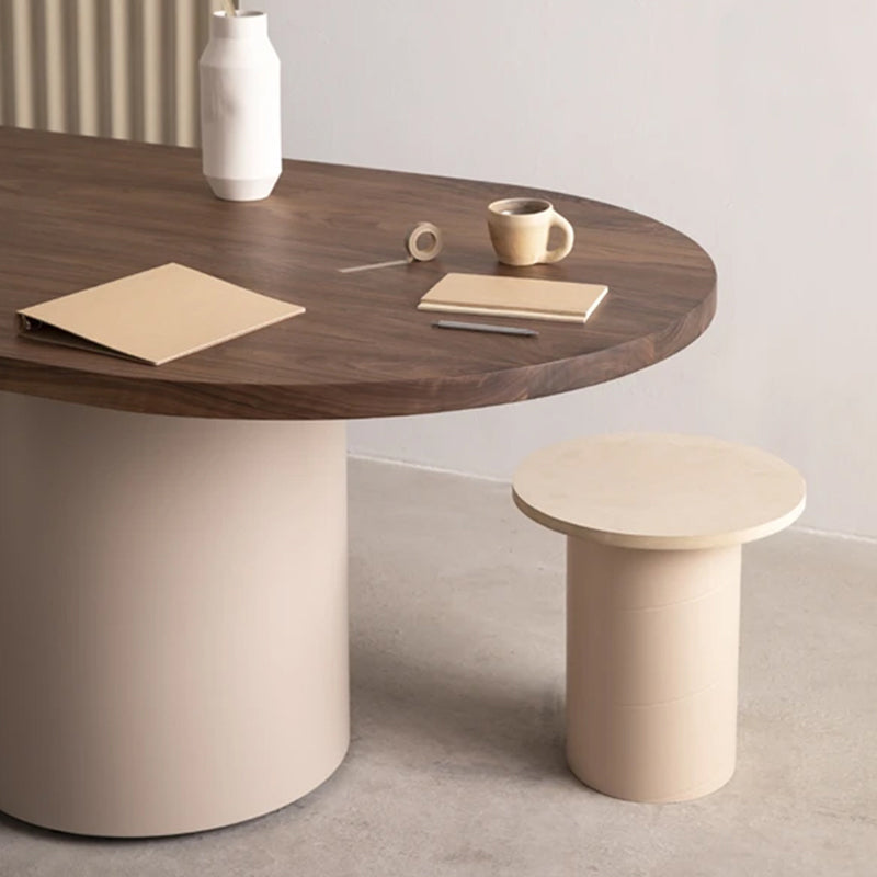 Conferenza per ufficio a forma di ovale Conferenza di scrittura di scrittura in legno in bianco e marrone