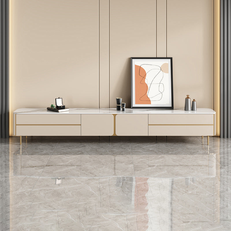 Glam Stone TV Media Console Enclosed Storage Stand Console for Living Room Clearhalo 'furn' 'furn_tv_stands_entertainment_centers' 'Furniture' 'Living Room Furniture' 'TV Stands & Entertainment Centers' 'TV Stands & Media Storage Furniture' 'tv_stands_entertainment_centers' 6881978