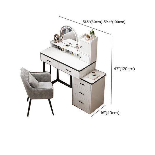 Contemporary Makeup Vanity Desk Table with 5 Drawers and Mirror