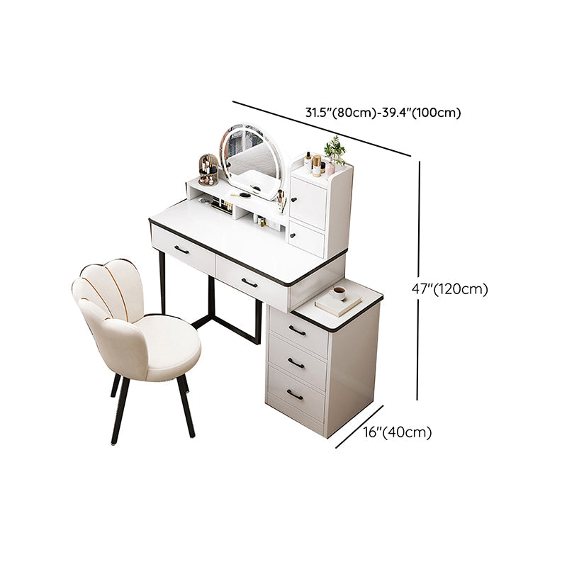Contemporary Makeup Vanity Desk Table with 5 Drawers and Mirror