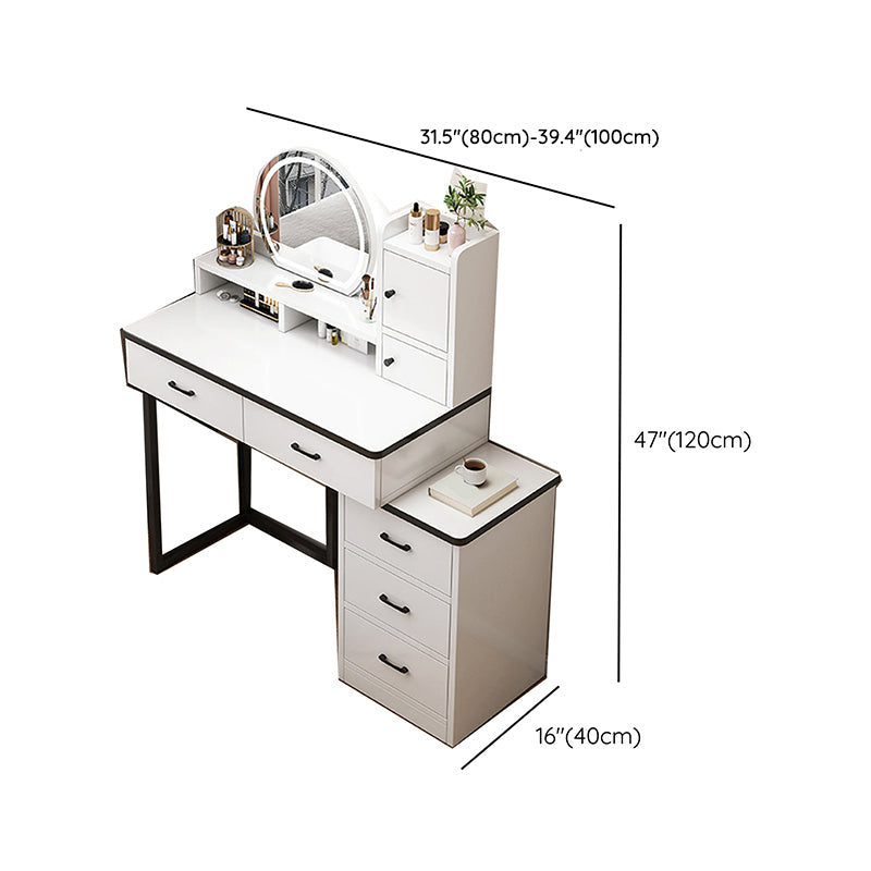 Contemporary Makeup Vanity Desk Table with 5 Drawers and Mirror