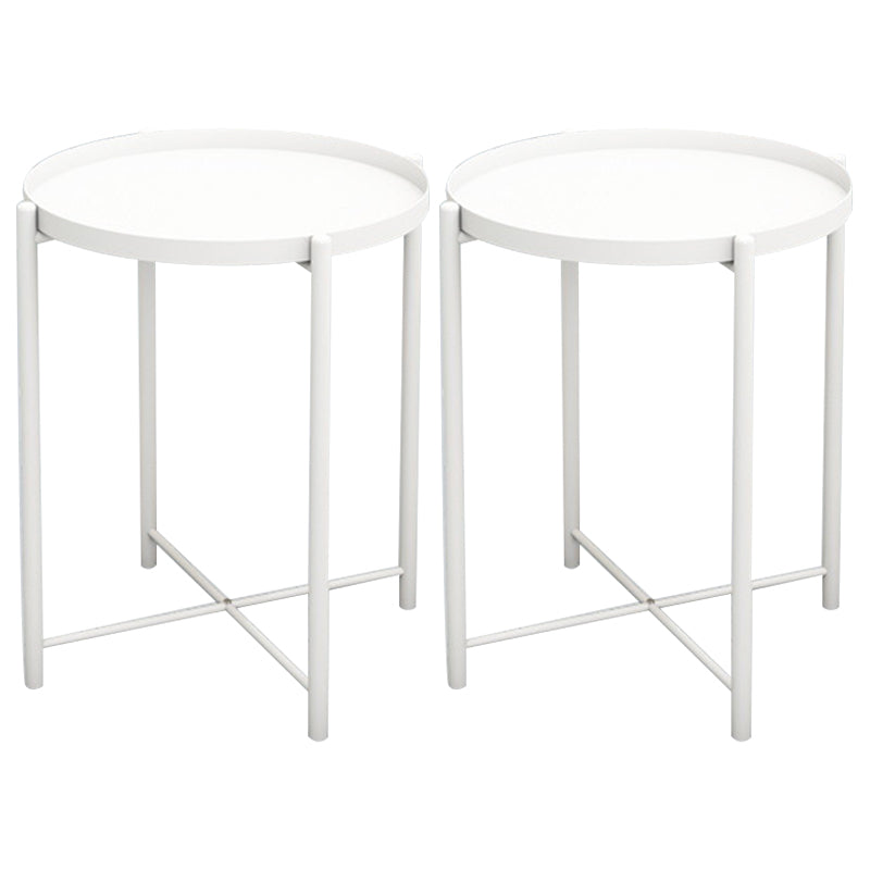 Modern Accent Table Nightstand Metal Antique Finish Night Table Off-White 2 Piece Set Clearhalo 'Bedroom Furniture' 'furn' 'furn_night_stand' 'Furniture' 'night_stand' 'Nightstands' 6882159