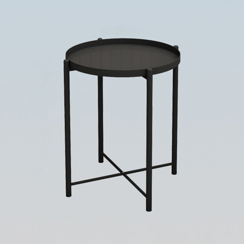 Modern Accent Table Nightstand Metal Antique Finish Night Table Matte Black 1 Piece Clearhalo 'Bedroom Furniture' 'furn' 'furn_night_stand' 'Furniture' 'night_stand' 'Nightstands' 6882169