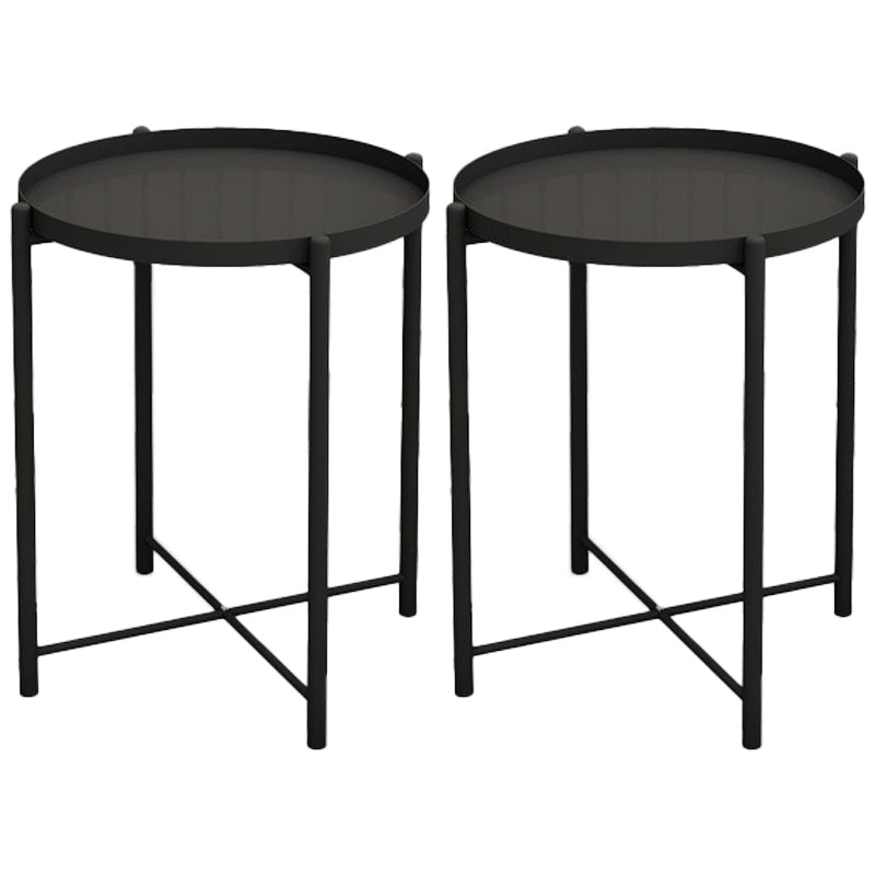 Modern Accent Table Nightstand Metal Antique Finish Night Table Matte Black 2 Piece Set Clearhalo 'Bedroom Furniture' 'furn' 'furn_night_stand' 'Furniture' 'night_stand' 'Nightstands' 6882171