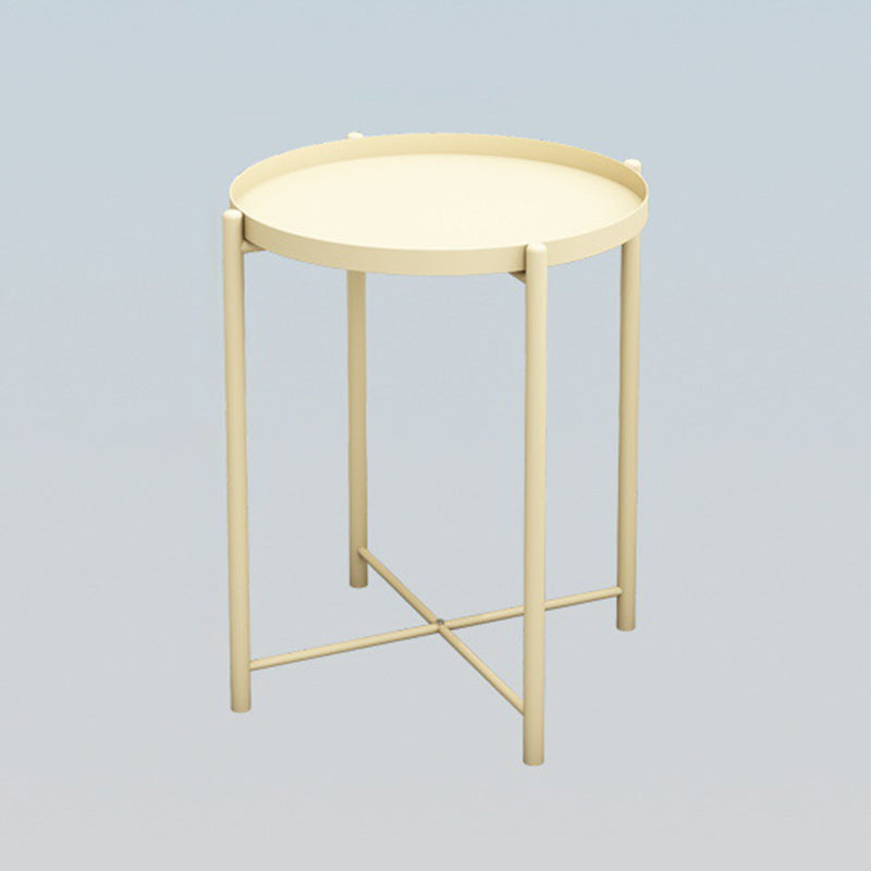 Modern Accent Table Nightstand Metal Antique Finish Night Table Light Yellow 1 Piece Clearhalo 'Bedroom Furniture' 'furn' 'furn_night_stand' 'Furniture' 'night_stand' 'Nightstands' 6882173