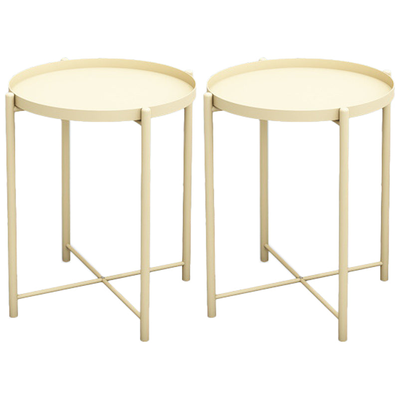 Modern Accent Table Nightstand Metal Antique Finish Night Table Light Yellow 2 Piece Set Clearhalo 'Bedroom Furniture' 'furn' 'furn_night_stand' 'Furniture' 'night_stand' 'Nightstands' 6882174