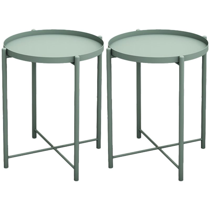 Modern Accent Table Nightstand Metal Antique Finish Night Table Light Green 2 Piece Set Clearhalo 'Bedroom Furniture' 'furn' 'furn_night_stand' 'Furniture' 'night_stand' 'Nightstands' 6882178