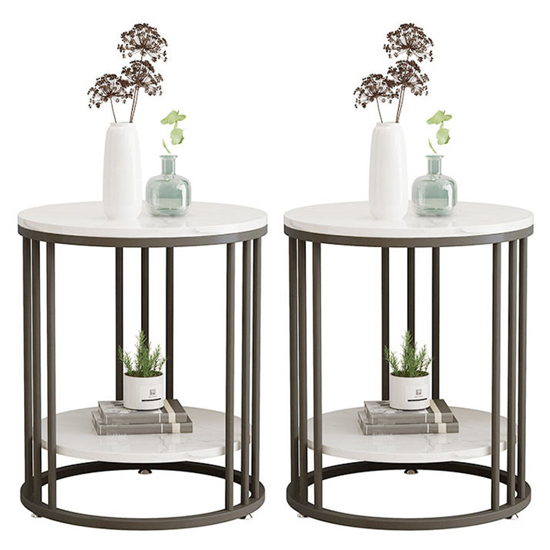 Glam Bedside Cabinet Antique Finish Nightstand with 2 Shelves