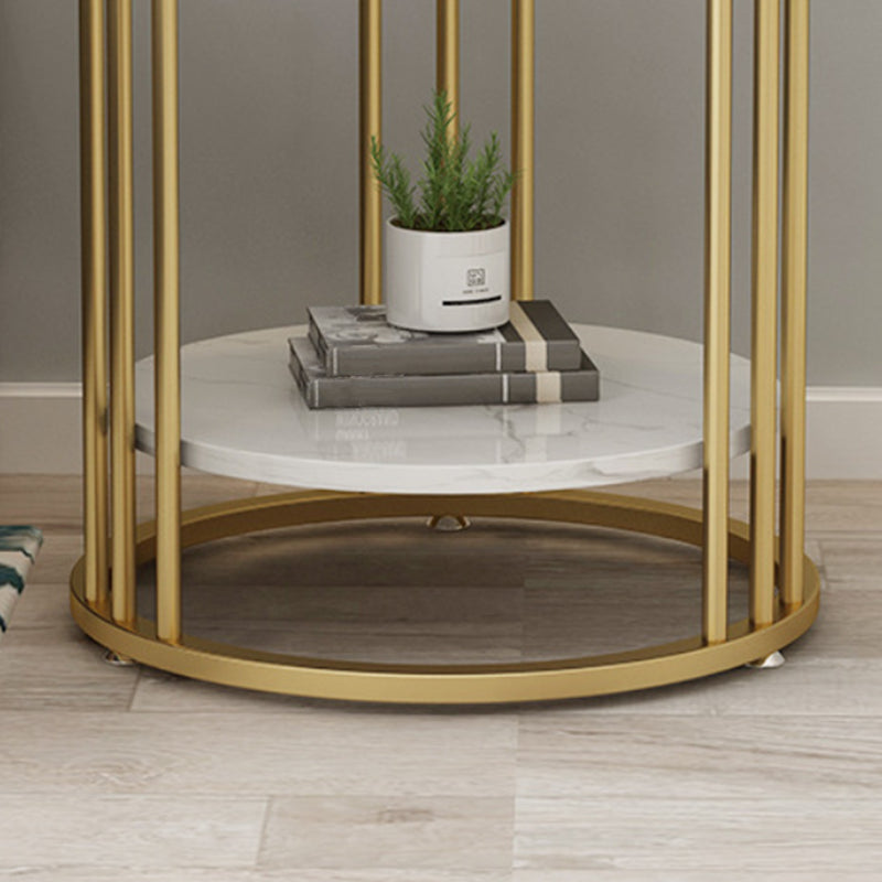 Glam Bedside Cabinet Antique Finish Nightstand with 2 Shelves