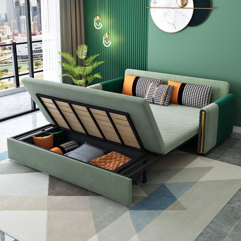 36.22"H Square Arm Sleeper Glam Styled Sleeper Sofa Bed in Green