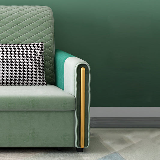 36.22"H Square Arm Sleeper Glam Styled Sleeper Sofa Bed in Green