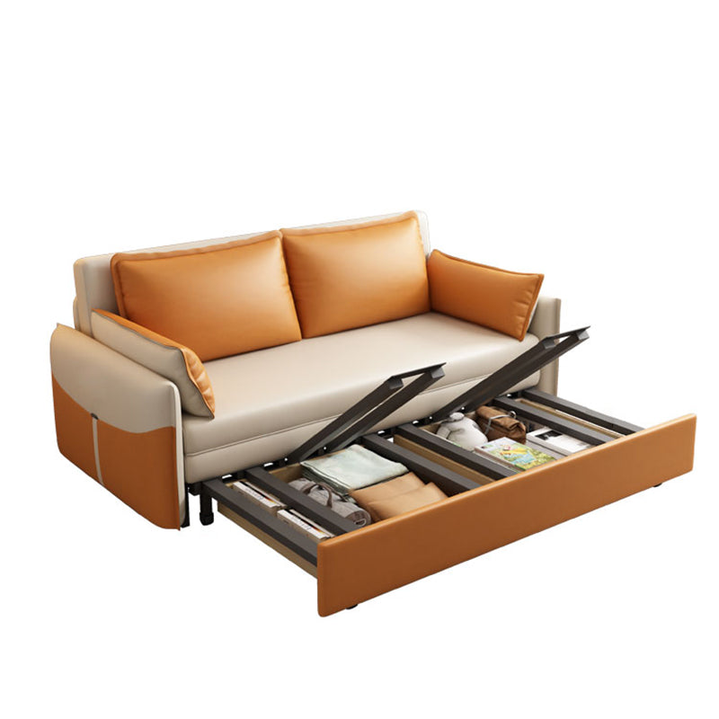 Modern Faux Leather Sleeper Sofa 35.43"H Upholstered Pillow Top Arms Sofa Bed Clearhalo 'furn' 'furn_futons' 'Furniture' 'Futons & Daybeds' 'Futons' 'Living Room Furniture' 6882237