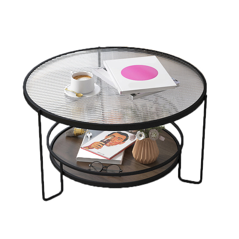 Tavolino moderno a tavolino singolo in vetro con scaffale