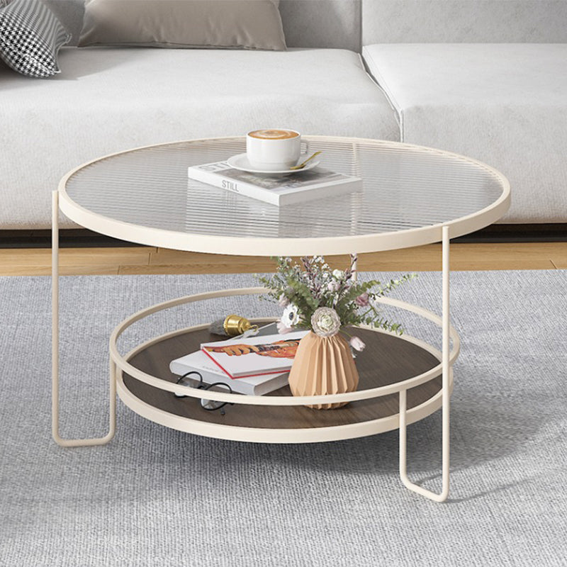 Tavolino moderno a tavolino singolo in vetro con scaffale