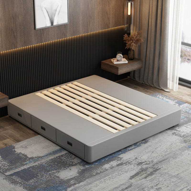 Eigentijdse lage matras inbegrepen bedframe grijs gestoffeerd getuft bed met 3 laden