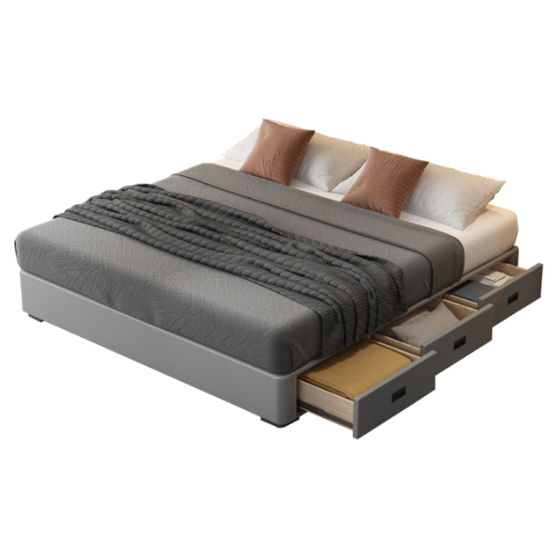 Eigentijdse lage matras inbegrepen bedframe grijs gestoffeerd getuft bed met 3 laden