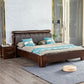 Solid Wood Standard Bed Walnut Bed Frame with Custom Gold Legs