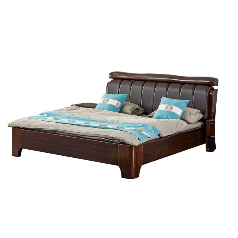 Solid Wood Standard Bed Walnut Bed Frame with Custom Gold Legs