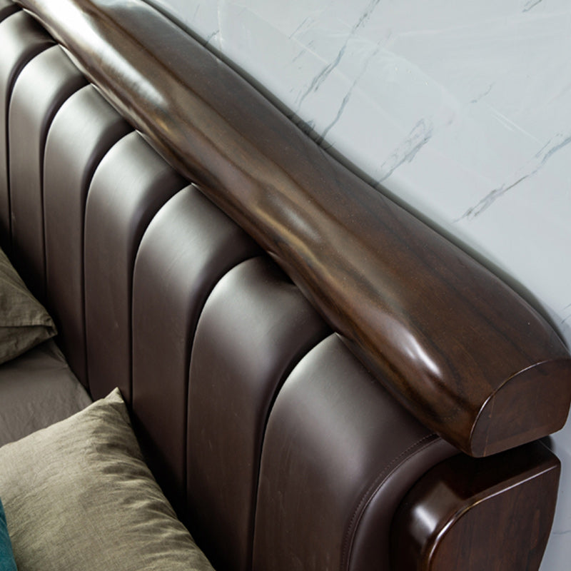 Solid Wood Standard Bed Walnut Bed Frame with Custom Gold Legs