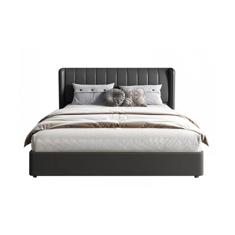 Letto a Wingback imbottito a Wingback in pelle vera contemporanea