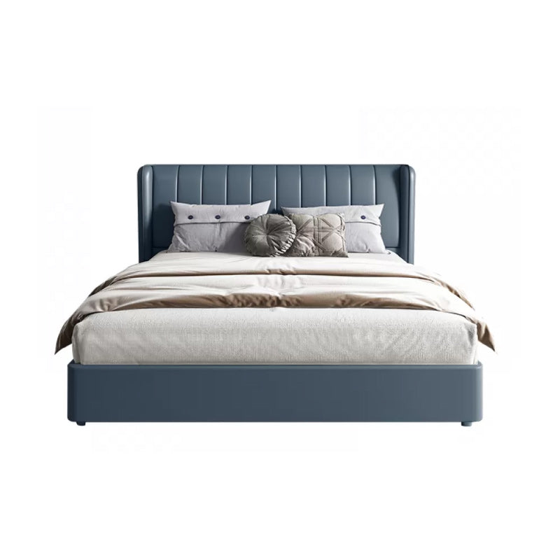 Letto a Wingback imbottito a Wingback in pelle vera contemporanea