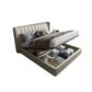 Letto a Wingback imbottito a Wingback in pelle vera contemporanea
