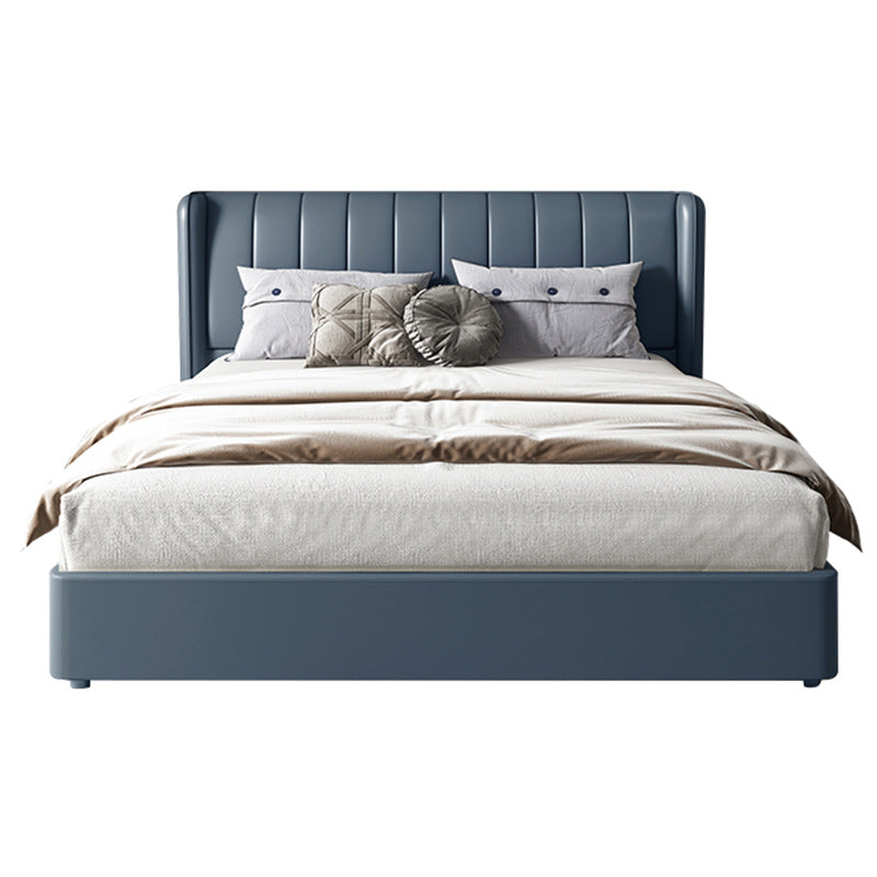 Letto a Wingback imbottito a Wingback in pelle vera contemporanea