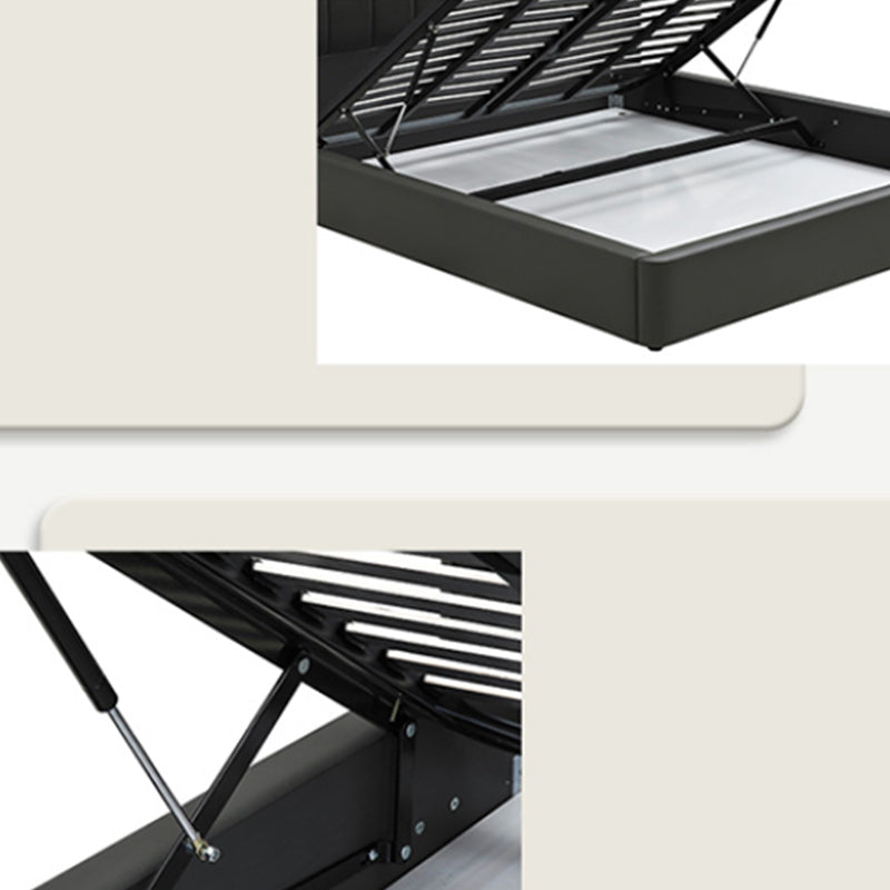 Letto a Wingback imbottito a Wingback in pelle vera contemporanea