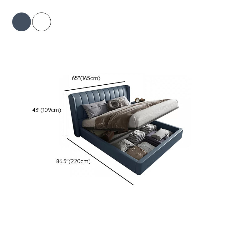 Letto a Wingback imbottito a Wingback in pelle vera contemporanea