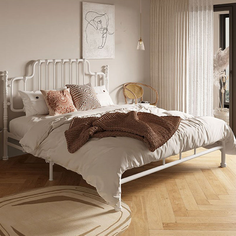 Schwarz/weißes Open-Frame-Bett 50-Zoll-Hochmetallbett mit Kopfteil
