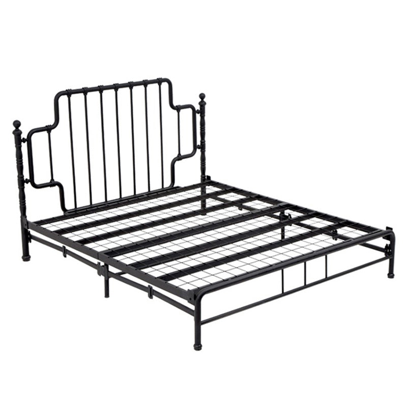 Schwarz/weißes Open-Frame-Bett 50-Zoll-Hochmetallbett mit Kopfteil