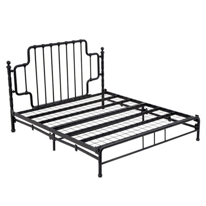 Schwarz/weißes Open-Frame-Bett 50-Zoll-Hochmetallbett mit Kopfteil