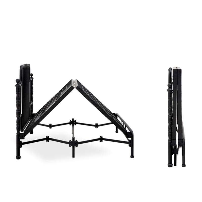 Schwarz/weißes Open-Frame-Bett 50-Zoll-Hochmetallbett mit Kopfteil
