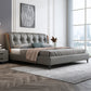 Contemporary Grey Standard Bed with Upholstered Headboard in Solid Wood Clearhalo 'Bedroom Furniture' 'Beds' 'furn' 'furn_beds' 'Furniture' 6882766