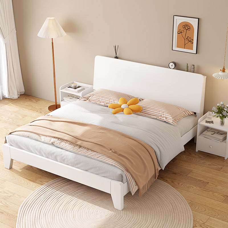 Solid Wood Standard Bed Modern White Bed Frame with Headboard Clearhalo 'Bedroom Furniture' 'Beds' 'furn' 'furn_beds' 'Furniture' 6882776