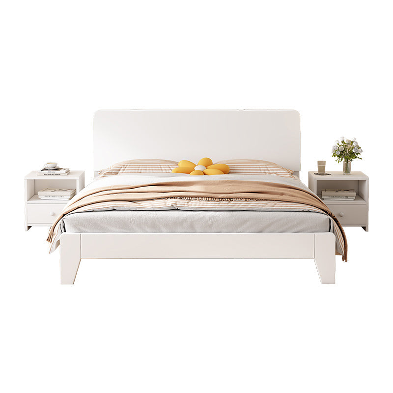 Solid Wood Standard Bed Modern White Bed Frame with Headboard Single Bed Unavailable Clearhalo 'Bedroom Furniture' 'Beds' 'furn' 'furn_beds' 'Furniture' 6882777