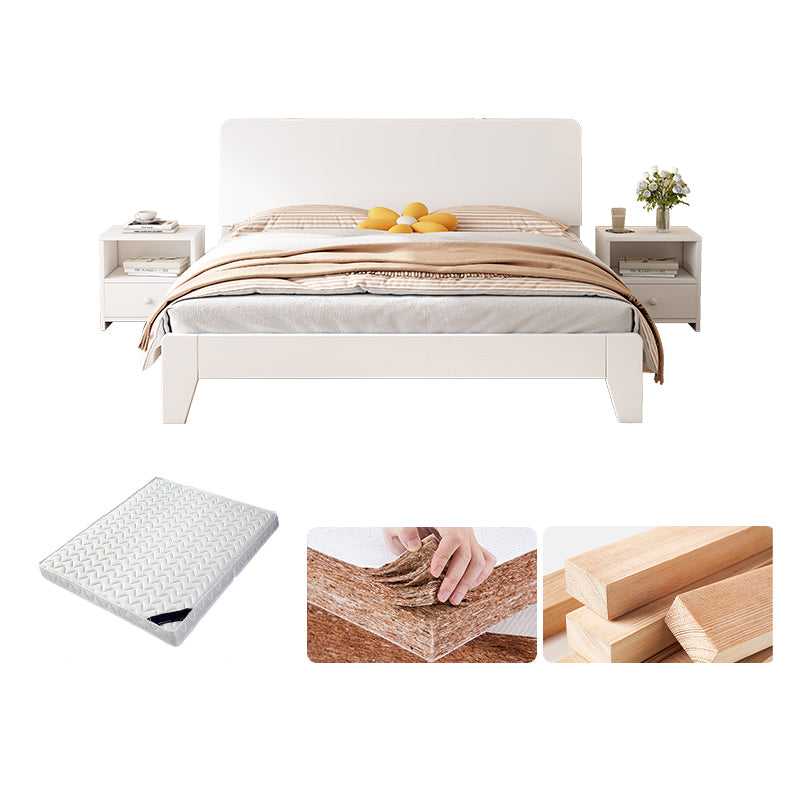 Solid Wood Standard Bed Modern White Bed Frame with Headboard Bed & Mattress 1.9“ Clearhalo 'Bedroom Furniture' 'Beds' 'furn' 'furn_beds' 'Furniture' 6882778