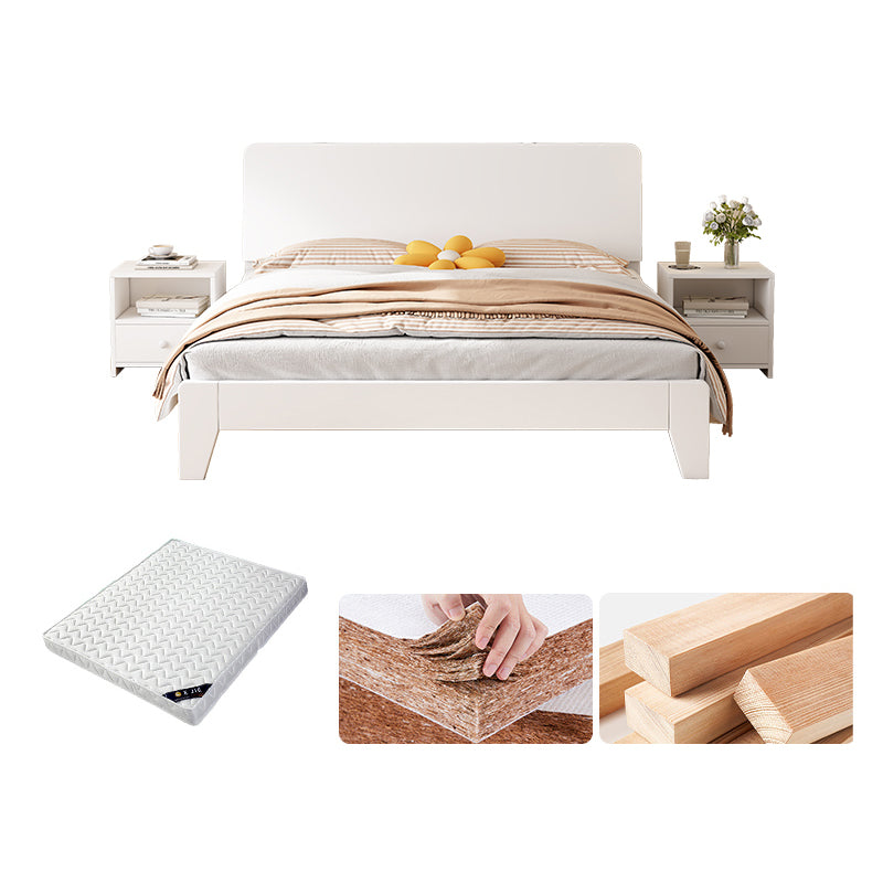 Solid Wood Standard Bed Modern White Bed Frame with Headboard Bed & Mattress 4"H Clearhalo 'Bedroom Furniture' 'Beds' 'furn' 'furn_beds' 'Furniture' 6882780