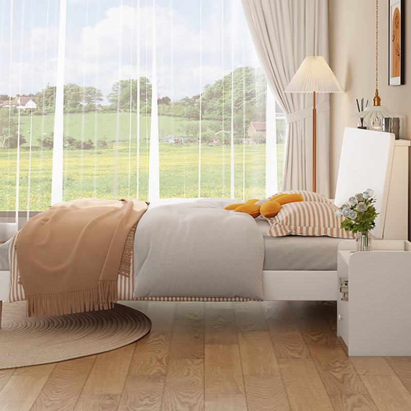 Solid Wood Standard Bed Modern White Bed Frame with Headboard Clearhalo 'Bedroom Furniture' 'Beds' 'furn' 'furn_beds' 'Furniture' 6882781