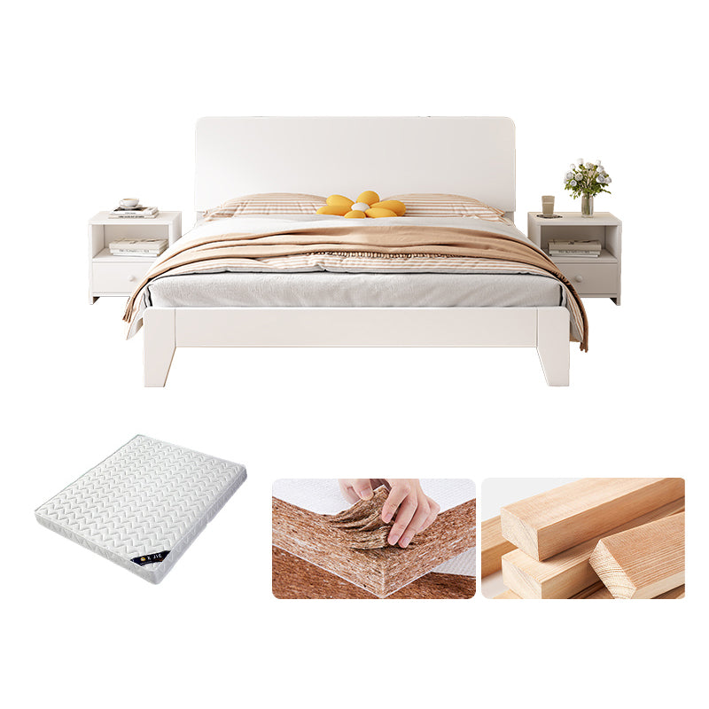 Solid Wood Standard Bed Modern White Bed Frame with Headboard Bed & Mattress 8" Clearhalo 'Bedroom Furniture' 'Beds' 'furn' 'furn_beds' 'Furniture' 6882782