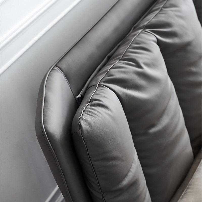 Letto a pannello in legno massiccio con testiera imbottita grigio letto