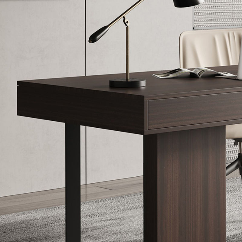 ブラウンの3つの引き出しライティングデスク長方形のオフィスデスク
