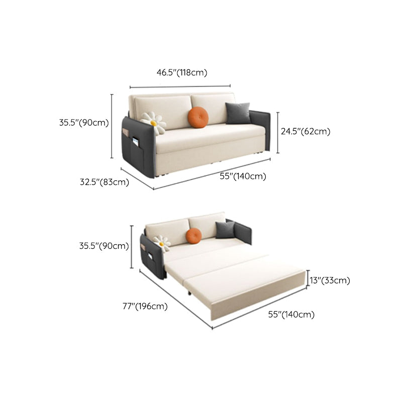 Glam Styled 35.43" H Sleeper Sofa Upholstered Square Arms Sofa Bed Clearhalo 'furn' 'furn_futons' 'Furniture' 'Futons & Daybeds' 'Futons' 'Living Room Furniture' 6883463