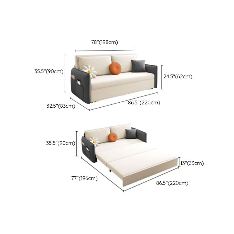 Glam Styled 35.43" H Sleeper Sofa Upholstered Square Arms Sofa Bed Clearhalo 'furn' 'furn_futons' 'Furniture' 'Futons & Daybeds' 'Futons' 'Living Room Furniture' 6883466