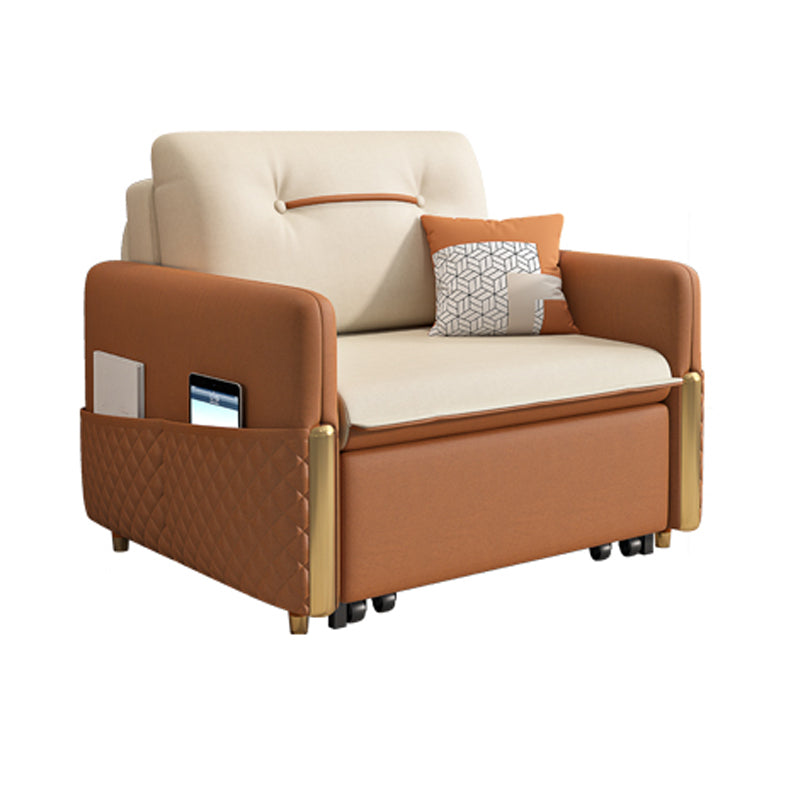 31.5"H Faux Leather Sleeper Sofa Upholstered Square Arm Sofa Bed