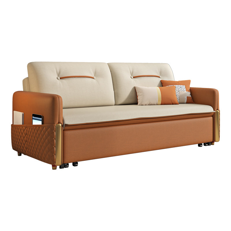 31.5"H Faux Leather Sleeper Sofa Upholstered Square Arm Sofa Bed