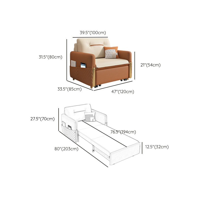 31.5"H Faux Leather Sleeper Sofa Upholstered Square Arm Sofa Bed