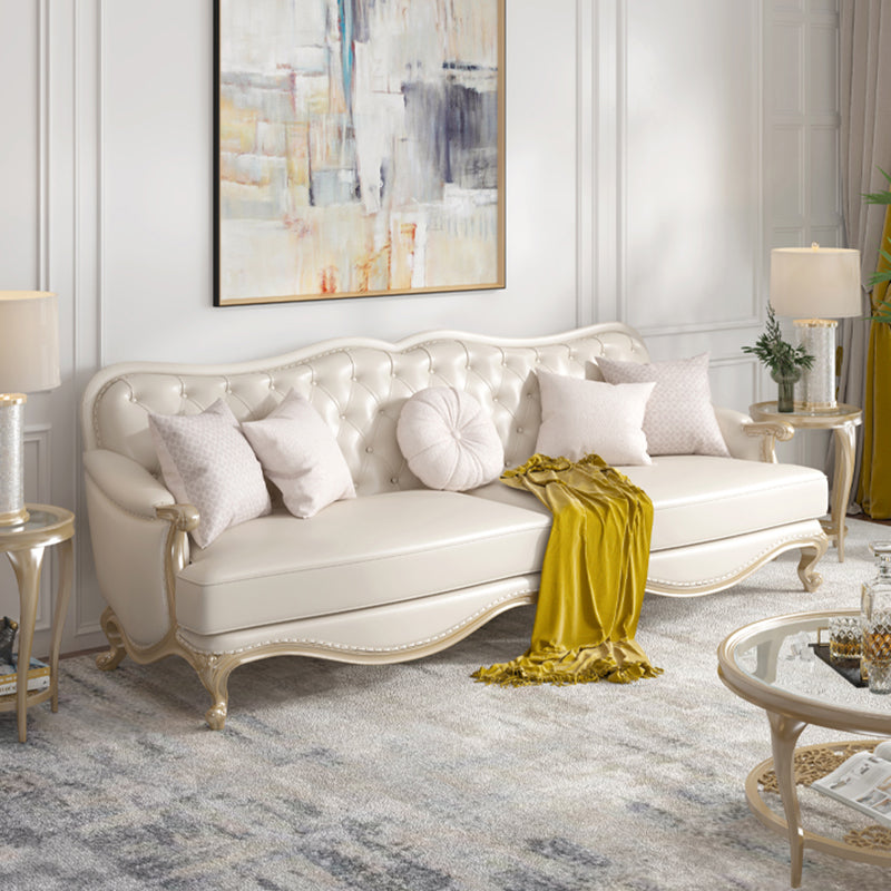 Traditional Genuine Leather Sectional Tufted Back Sloped Arm Sectional 3-Seater Sofa Leather Horizontal Clearhalo 'furn' 'furn_sectionals' 'Furniture' 'Living Room Furniture' 'Sectionals' 6883600